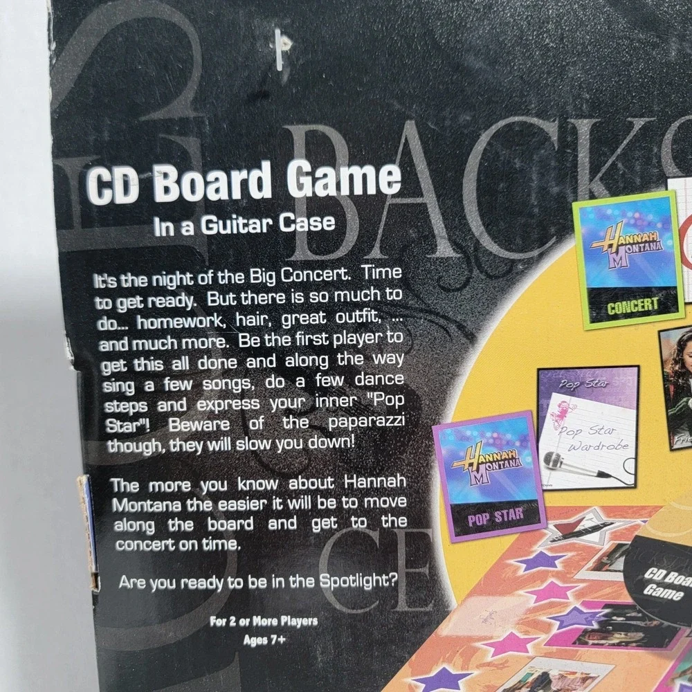 Hannah Montana CD Board Game in guitar case Disney Miley Cyrus purple y2k